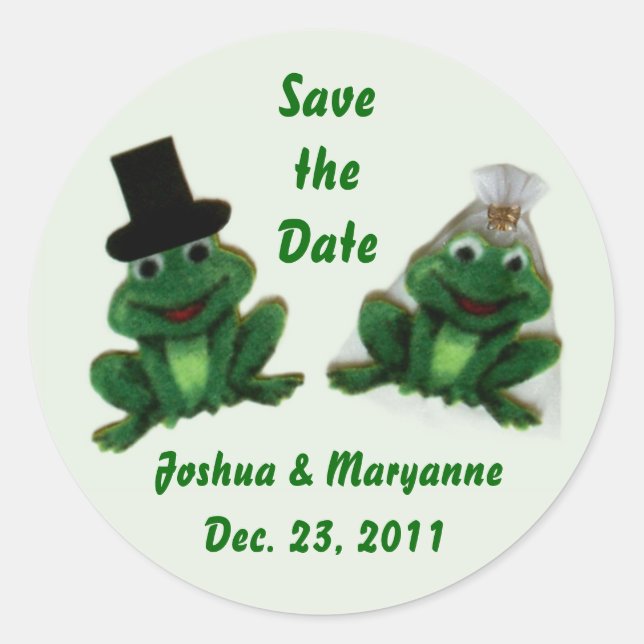 Froggy Wedding - Save the Date Stickers (Front)