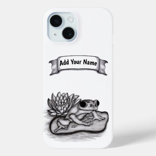 Froggy with Lotus Flower  Add Your Name iPhone 15 Case