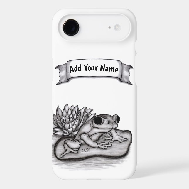 Froggy with Lotus Flower , Add Your Name Case-Mate iPhone Case (Back)