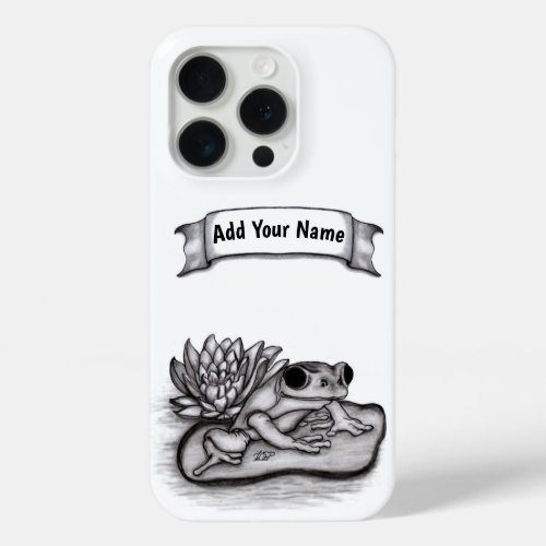 Froggy with Lotus Flower  Add Your Name iPhone 15 Pro Case