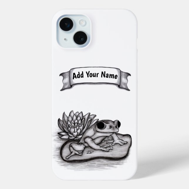 Froggy with Lotus Flower , Add Your Name Case-Mate iPhone Case (Back)
