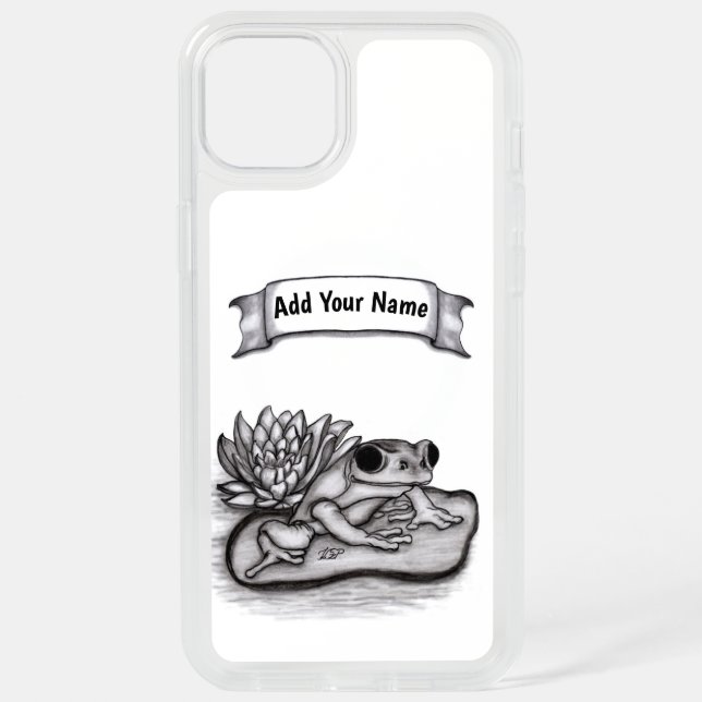 Froggy with Lotus Flower , Add Your Name iPhone 15 Plus Case (Back)