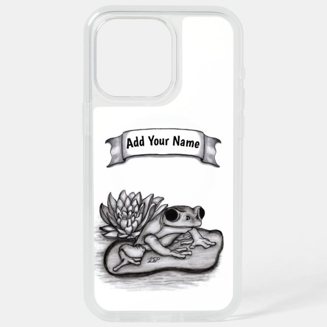 Froggy with Lotus Flower , Add Your Name Otterbox iPhone Case (Back)