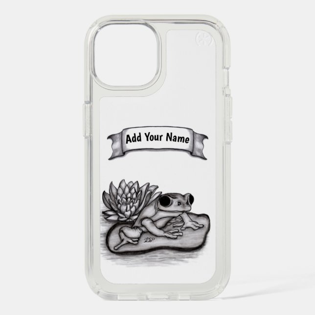 Froggy with Lotus Flower , Add Your Name Speck iPhone Case (Front)