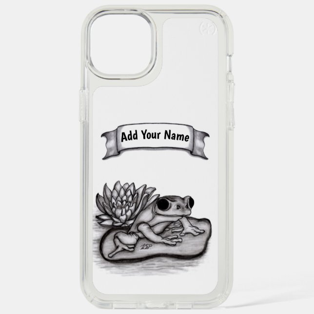 Froggy with Lotus Flower , Add Your Name Speck iPhone Case (Front)