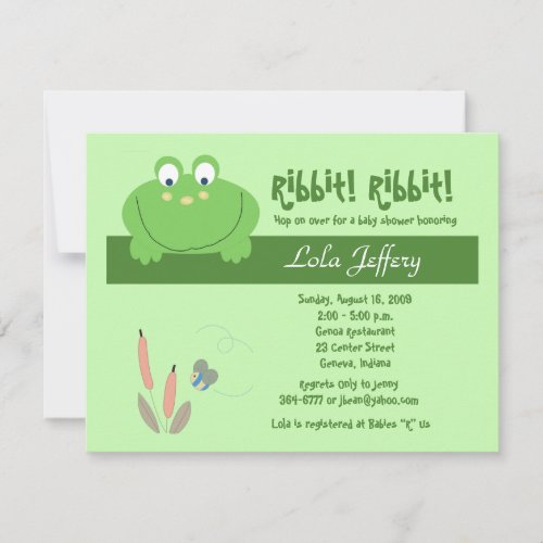 Froggyville Cute Frog Baby Shower Invitation