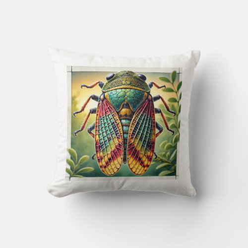 Froghopper 050724IREF122 _ Watercolor Throw Pillow