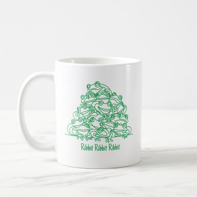 Frogs Abstract Green Line Art Personalized  Coffee Mug (Left)