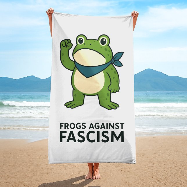Frogs Against Fascism Portland Frog Protest Beach Towel (Creator Uploaded)