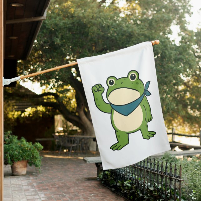 Frogs Against Fascism Portland Frog Protest House Flag (In SItu)