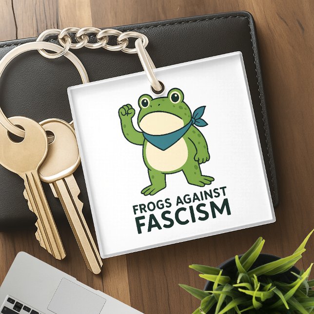 Frogs Against Fascism Portland Frog Protest Keychain (Creator Uploaded)