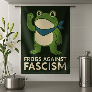 Frogs Against Fascism Portland Frog Protest Kitchen Towel