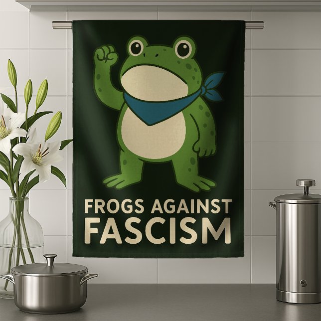 Frogs Against Fascism Portland Frog Protest Kitchen Towel (Creator Uploaded)