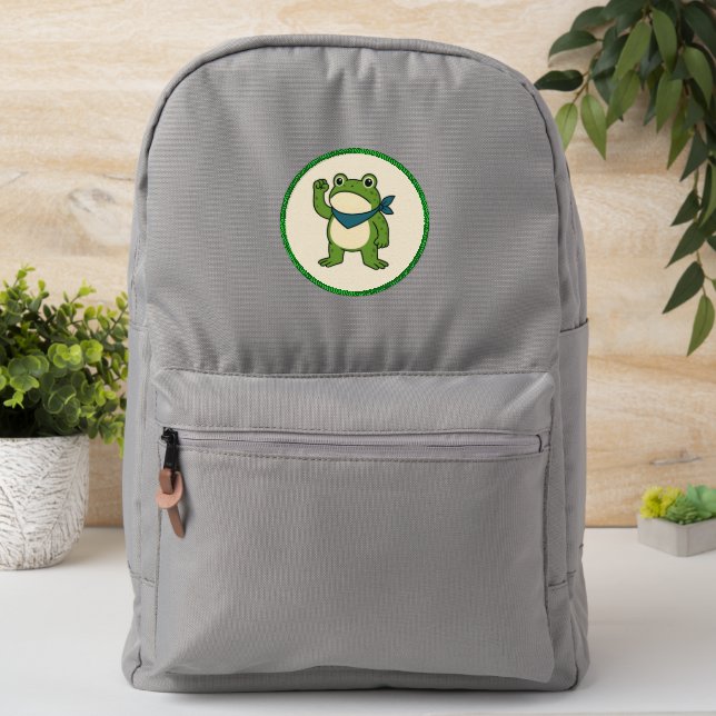 Frogs Against Fascism Portland Frog Protest Patch (On Backpack)