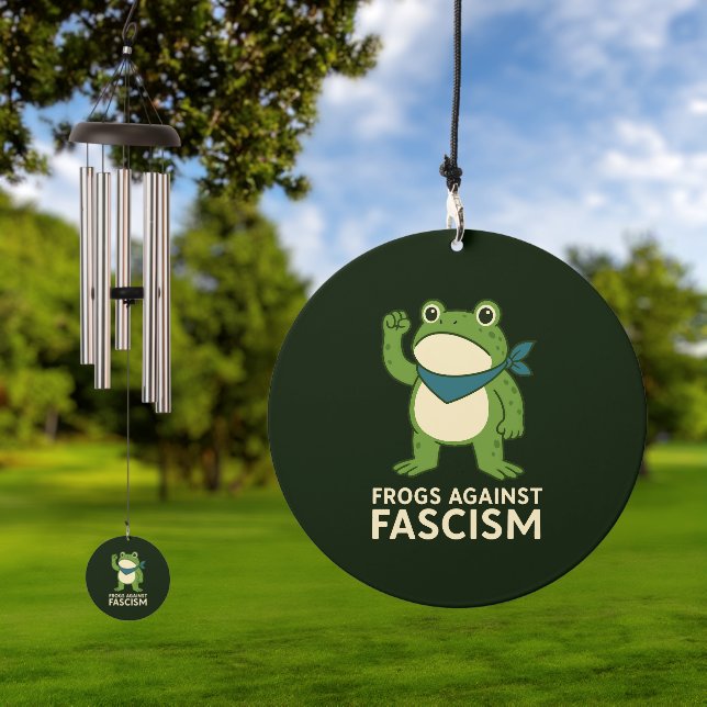 Frogs Against Fascism Portland Frog Protest Wind Chime (Outdoor)