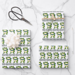 Frogs Against Fascism Portland Frog Protest Wrapping Paper Sheets