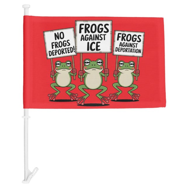 Frogs Against ICE – Funny Car Flag (Front)