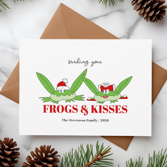 Frogs and Kisses Funny Christmas Holiday Card (Creator Uploaded)