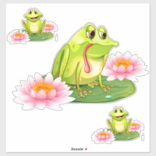 Frogs and lilies   sticker