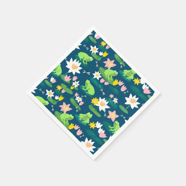 Frogs and Lily Pads Cute BABY SHOWER Birthday Kids Napkins (Corner)