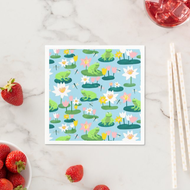 Frogs and Lily Pads Cute BABY SHOWER Birthday Kids Napkins (Insitu)