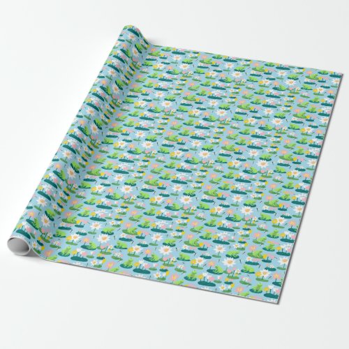 Frogs and Lily Pads Cute BABY SHOWER Birthday Kids Wrapping Paper
