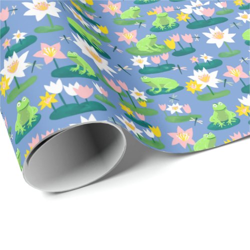 Frogs and Lily Pads Cute Baby Shower Birthday Kids Wrapping Paper