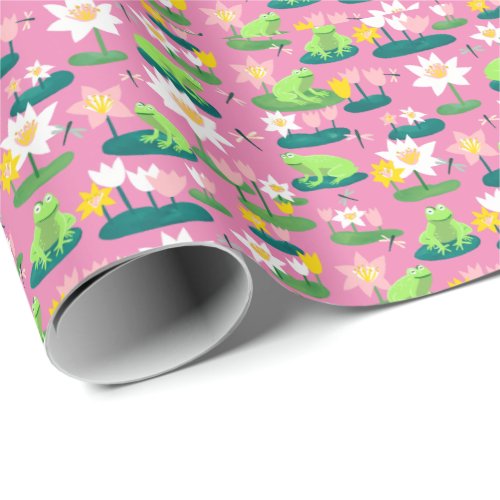 Frogs and Lily Pads Cute Baby Shower Birthday Kids Wrapping Paper