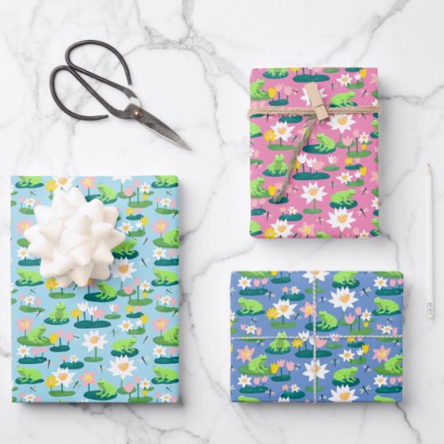 Frogs and Lily Pads Cute BABY SHOWER Birthday Kids Wrapping Paper Sheets