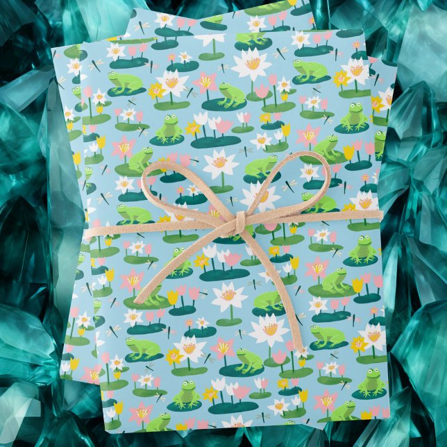 Frogs and Lily Pads Cute BABY SHOWER Birthday Kids Wrapping Paper Sheets (Frogs and Lily Pads Cute BABY SHOWER Birthday Kids Wrapping Paper Sheets
)