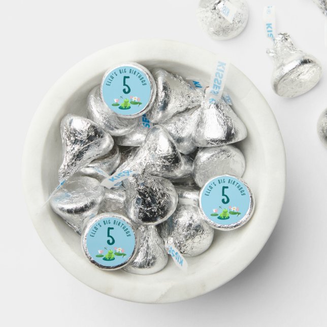 Frogs and Lily Pads Cute Birthday Kids CUSTOM Hershey®'s Kisses® (Assorted)