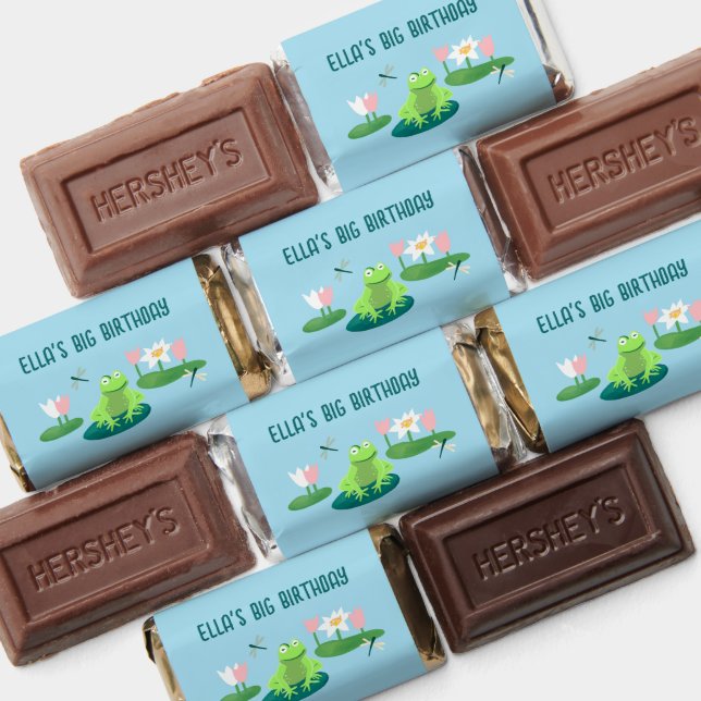 Frogs and Lily Pads Cute Birthday Kids CUSTOM Hershey's Miniatures (Assorted)