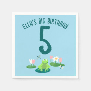 Frogs and Lily Pads Cute Birthday Kids CUSTOM Napkins