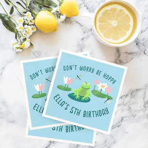 Frogs and Lily Pads Cute Birthday Kids CUSTOM Napkins