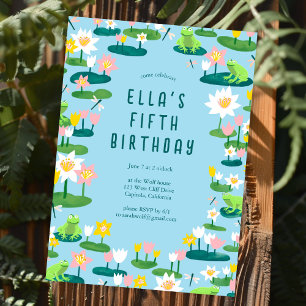 Frogs and Lily Pads Cute CUSTOM BIRTHDAY PARTY Invitation