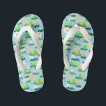 Frogs and Lily Pads Cute Custom Kid's Flip Flops<br><div class="desc">Cute whimsical flip flops makes a great kids birthday gift! FULLY CUSTOMIZABLE! Add your own text. Design is also available as towels, shower curtains, digital invitations, birthday cards, postcards, wrapping paper, baby bibs, pillows and more- check my shop! THANK YOU FOR SUPPORTING INDEPENDENT ARTISTS! All artwork and designs are created...</div>