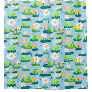 Frogs and Lily Pads Cute Custom Shower Curtain