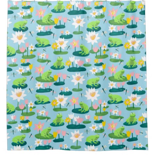 Frogs and Lily Pads Cute Custom Shower Curtain