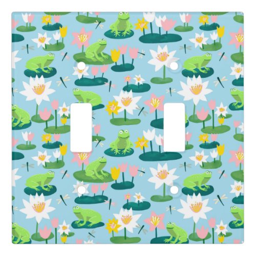 Frogs and Lily Pads Cute Light Switch Cover