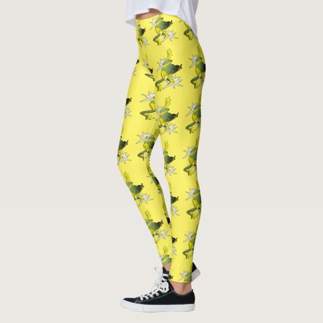 Frogs And Lotus Flowers, Leggings (Left)