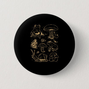 Frogs And Mushrooms Vintage Sketch – Aesthetic Gob Button