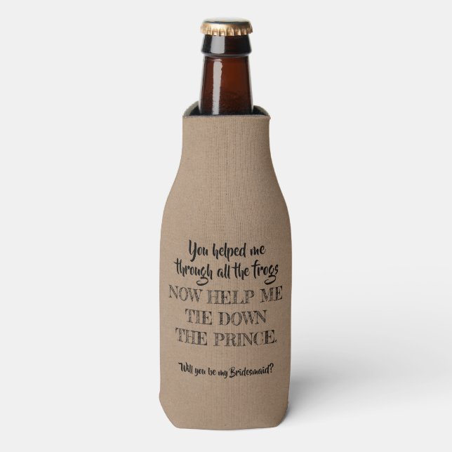 Frogs and Prince - Funny Bridesmaid Proposal Bottle Cooler (Bottle Front)