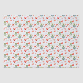 Frogs and red flowers tissue paper