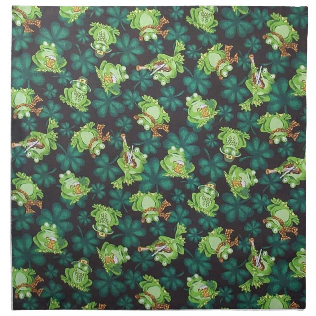 Frogs and Shamrocks Cloth Napkin (Front)