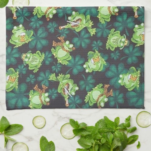 Frogs and Shamrocks Kitchen Towel