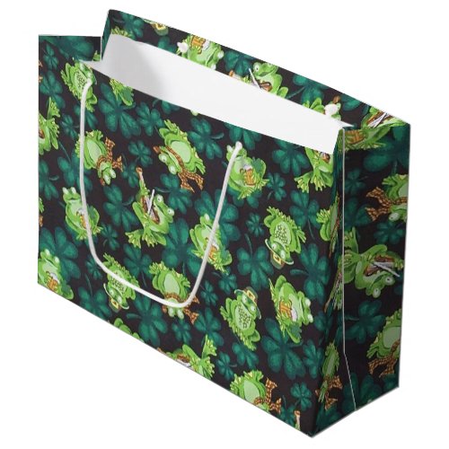 Frogs and Shamrocks Large Gift Bag