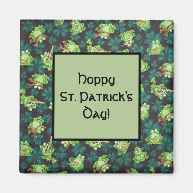 Frogs and Shamrocks Magnet (Front)