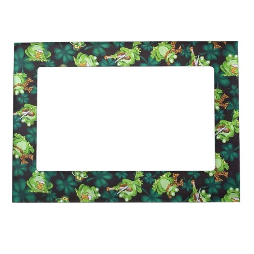 Frogs and Shamrocks Magnetic Picture Frame