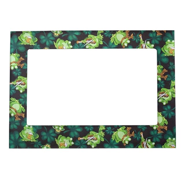 Frogs and Shamrocks Magnetic Picture Frame (Front)