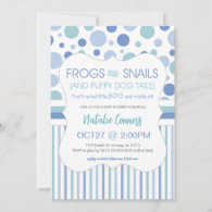 Frogs and Snails Boy Baby Shower Invitation